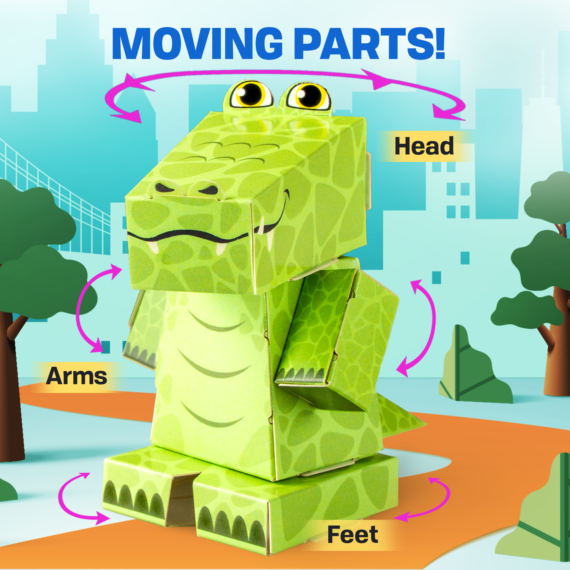 CUBLES North American Animals Alligator paper craft kit featuring precision-cut pieces for easy assembly, designed for kids aged 6 and up.